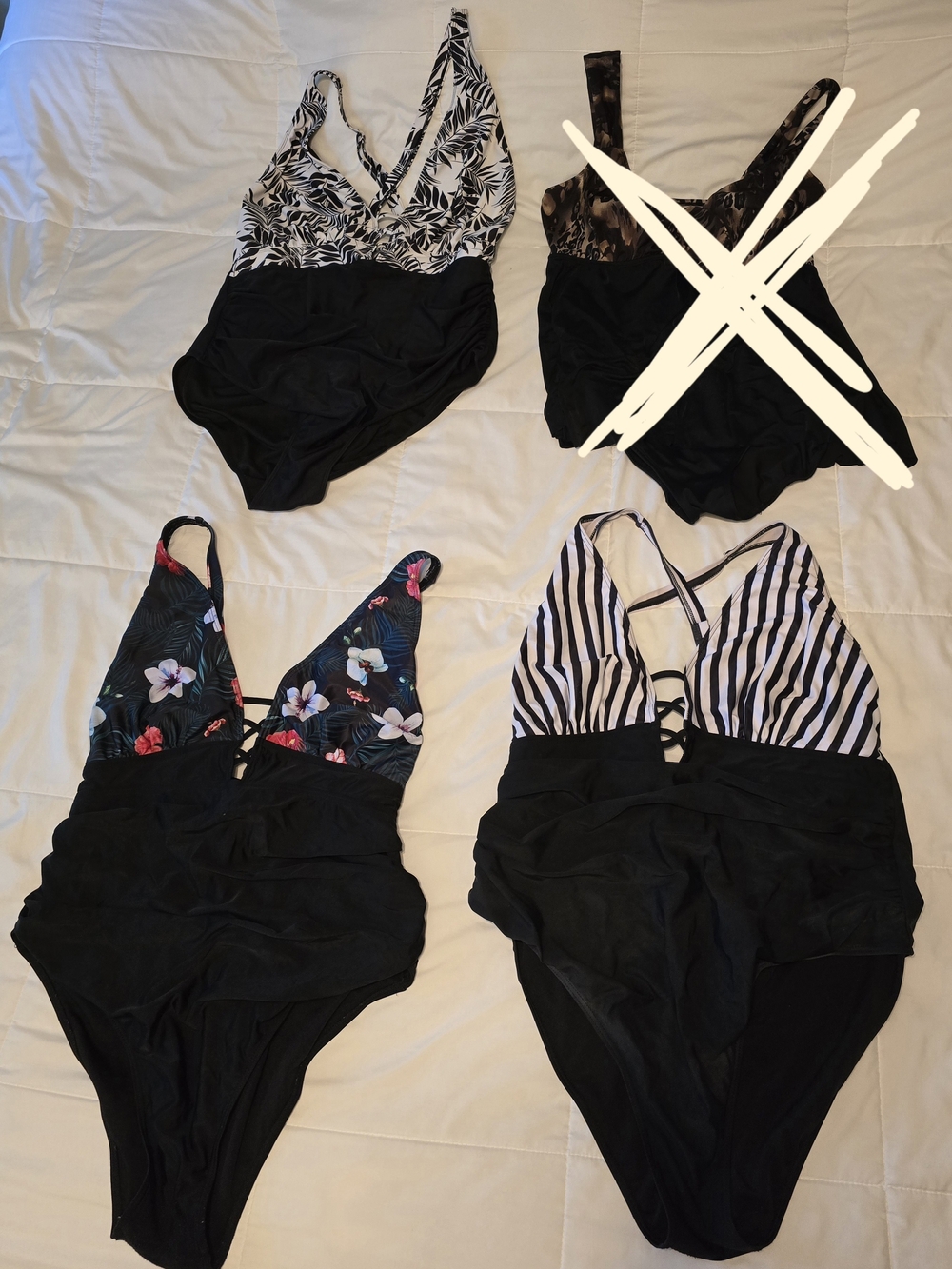 Three Different Bathing Suits Same Flattering Style Size 20